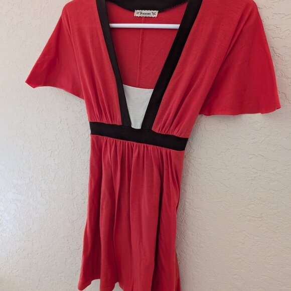 Vintage Forever 21 Top or Mini Dress Y2K 90s Waist Tie Colorblock - Picture 3 of 7